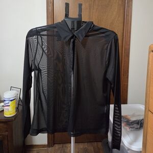 Abercrombie & Fitch Black Sheer Shirt Jacket